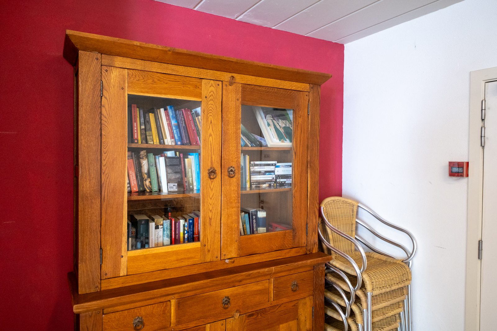 Boekenkast vol leesvoer en dvd's